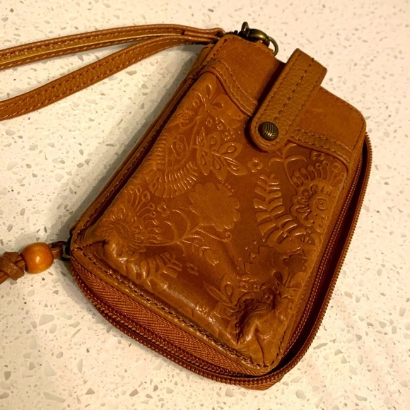 The Sak 3 In 1 Phone Wallet Brown Leather Organizer Wristlet - Picture 1 of 7